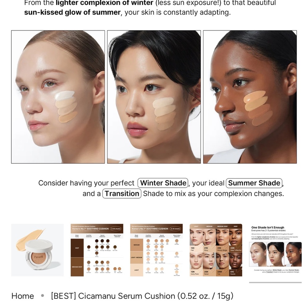 NWT- Parnell Cicamanu Serum & Foundation Coverage All in One Cushion 25-N Ratan - Picture 2 of 10
